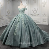 Chic Off The Shoulder Embroidery Applique Ball Gown Evening Dress For Women DY9953|Selinadress