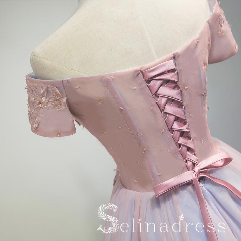 Chic Off-the-shoulder Pink Homecoming Dress Modest Cheap Short Prom Dr SELINADRESS Chic Off-the-shoulder Pink Homecoming Dress Modest Cheap Short Prom Dr SELINADRESS