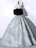 Chic Off-the-shoulder Prom Dress Floral Ball Gown Elegant Formal Dress #QWE053|Selinadress
