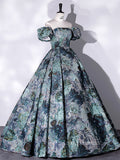 Chic Puff Sleeve Ball Gown Prom Dress Morandi Elegant Formal Dress #QWE052|Selinadress、
