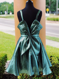 Chic Scoop Greeen Glitter Tulle Cute Bow Back Homecoming Dress #MHL078