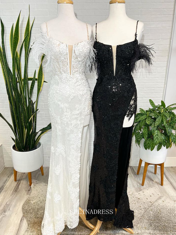 Chic Sheath/Column Black Lace Long Prom Dresses Beaded Evening Gowns P SELINADRESS Chic Sheath/Column Black Lace Long Prom Dresses Beaded Evening Gowns P SELINADRESS