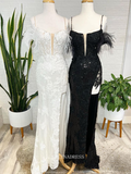 Chic Sheath/Column Black Lace Long Prom Dresses Beaded Evening Gowns Pageant Dress TKL063|Selinadress