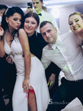 Chic Sheath/Column Halter White Long Prom Dresses Unique Evening Dress MLK026|Selinadress