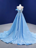 Chic Sheath/Column luxury Long Prom Dress Light Sky Blue Beaded Evening Gowns MLSD006|Selinadress