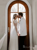 Chic Sheath/Column Scoop Long Sleeve Satin Wedding Dress Bridal Gowns HKL0142|Selinadress