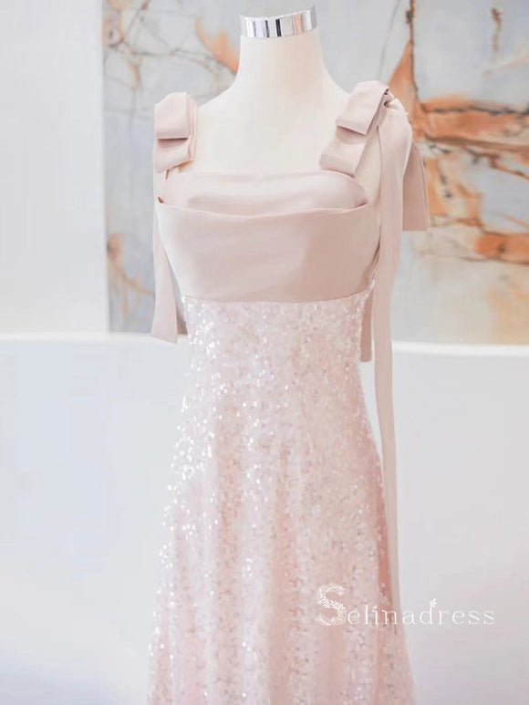 Chic Sheath/Column Straps Pink Long Prom Dresses Cheap Evening Dress MSK005|Selinadress