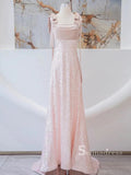 Chic Sheath/Column Straps Pink Long Prom Dresses Cheap Evening Dress MSK005|Selinadress