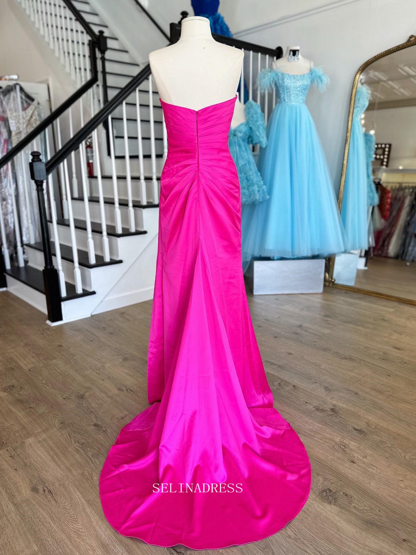 Chic Sheath/Column Sweetheart Beaded Long Prom Dress Hot Pink Elegant – SELINADRESS Chic Sheath/Column Sweetheart Beaded Long Prom Dress Hot Pink Elegant – SELINADRESS