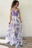 Chic Spaghetti Straps Lavender Lace Prom Dress Elegant Flower Party Dress #JKW003|Selinadress