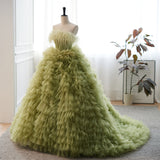 Chic Strapless Ruffles Ball Gown Prom Dress Elegant Princess Dress Evening Dress #LOP280|Selinadress