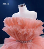 Chic Tiered Peach Ball Gown Princess Wedding Dresses Sweet 16 Dress Quinceanera Dresses 222140