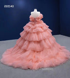 Chic Tiered Peach Ball Gown Princess Wedding Dresses Sweet 16 Dress Quinceanera Dresses 222140