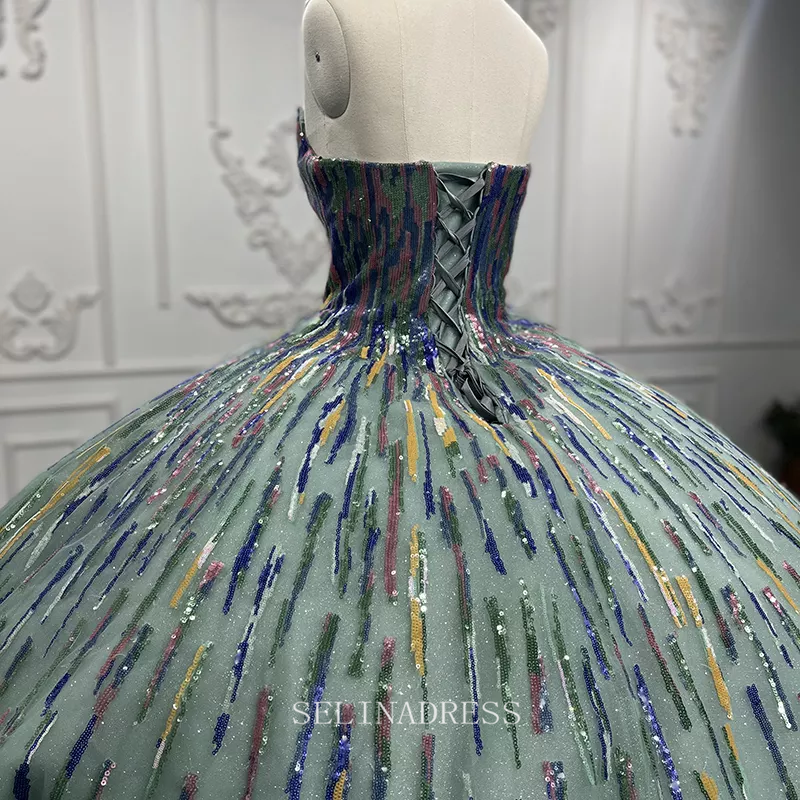 Colorful Glitter Sleeveless Sparkly Prom Dress Evening Sweet 16 Ball G SELINADRESS Colorful Glitter Sleeveless Sparkly Prom Dress Evening Sweet 16 Ball G SELINADRESS