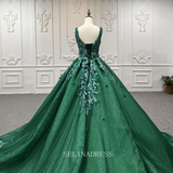 Crystal Flower Green Beaded Evening Party Dress Quincess Prom Gowns Dress LS9832 Selinadress