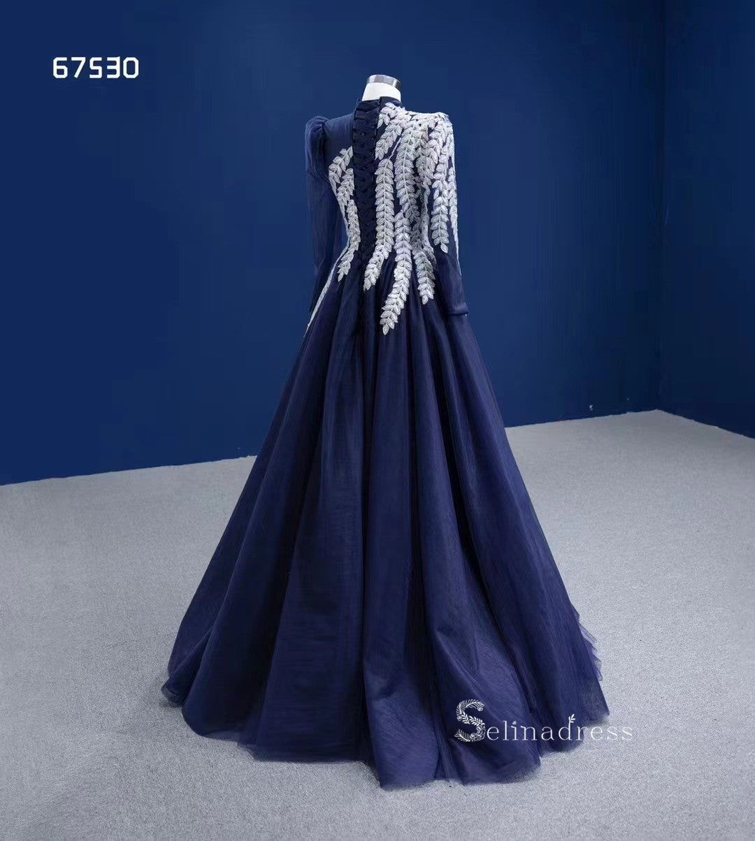 Navy Blue Tulle Straps Beaded Long Formal Dress, A-line Blue Evening D -  dreamydressprom | Blue evening dresses, Prom dresses blue, Long prom dress