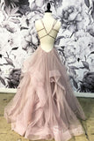 Dusty Pink Open Back Long Prom Dress Unique Simple Formal Dress Long Evening Gowns SED031