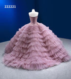 Elegant Beaded Ball Gowns Dusty Rose Layered Quinceanera Dresses Ruffle Wedding Dresses 222221|Selinadress
