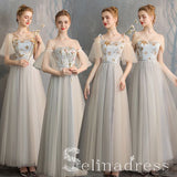 Elegant Champagne Grey Bridesmaid Dresses Cheap Princess Star Sequins Long Wedding Party Dresses BRK012|Selinadress