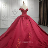 Elegant Off the Shoulder Lace Up Ball Gown Bridal Gowns Evening Dresses DY9978|Selinadress