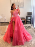 Elegant One Shoulder Prom Dress Pink Feather Formal Dress Pageant Dress #JKP001|Selinadress