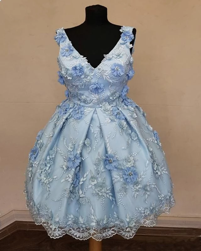 Elegant V Neck Homecoming Dresses Lace Flower Embroidery Short Prom Dr SELINADRESS Elegant V Neck Homecoming Dresses Lace Flower Embroidery Short Prom Dr SELINADRESS