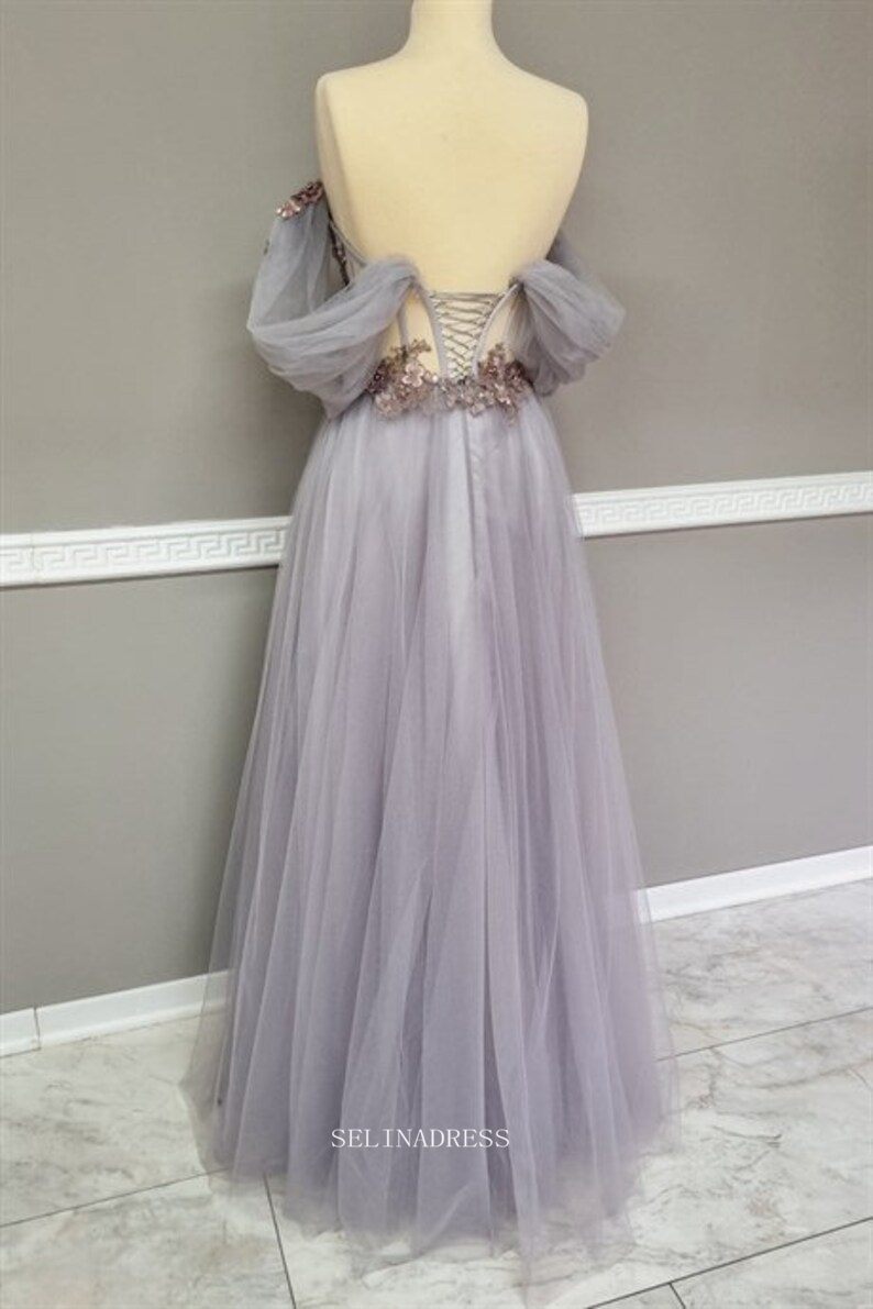 Fantasy Tulle Long Prom Dresses Princess Dress Floral Beaded Evening D SELINADRESS Fantasy Tulle Long Prom Dresses Princess Dress Floral Beaded Evening D SELINADRESS
