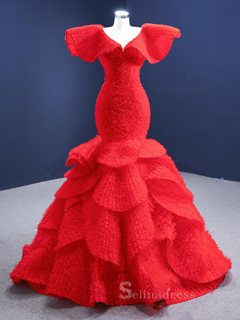 Feature Mermaid Princess Prom Dress Strapless Luxury Custom Evening Go SELINADRESS Feature Mermaid Princess Prom Dress Strapless Luxury Custom Evening Go SELINADRESS
