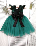 Cute Pretty Black Lace Green Wedding Little Girl Flower Girl Dresses GRS013|Selinadress