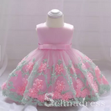 Light Sky Blue Lovely Big Bow Modest Wedding Little Girl Flower Girl Dresses GRS007|Selinadress