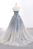 Gorgeous Sparkly Blue Prom Dresses Ball Gown Strapless Long Formal Evening Gowns SED116|Selinadress