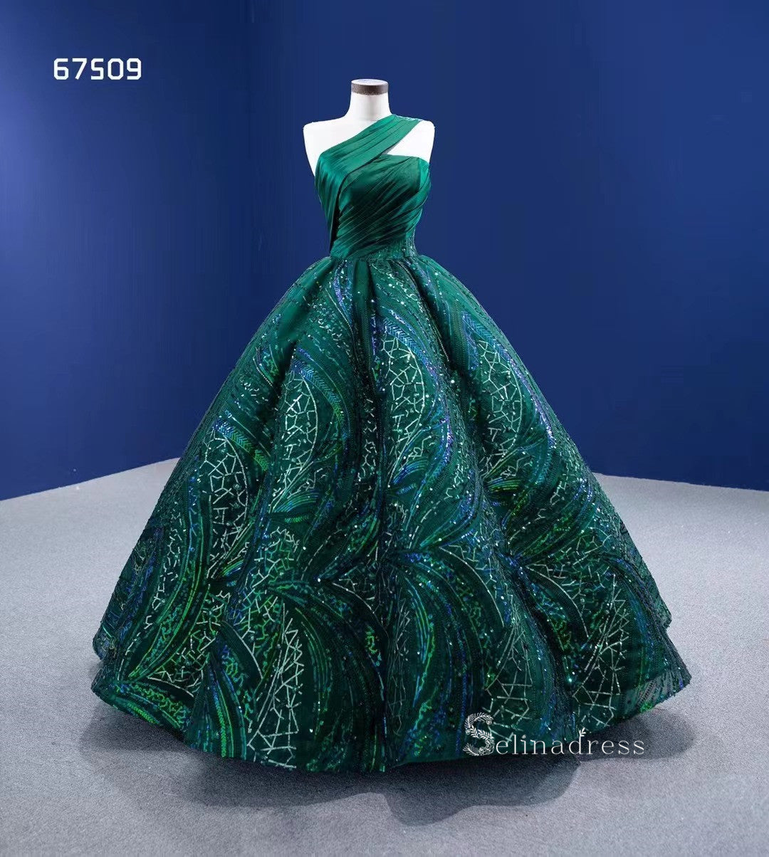 Ball Gown Spaghetti Straps Green Long Formal Dresses Wedding Dress Qui SELINADRESS Ball Gown Spaghetti Straps Green Long Formal Dresses Wedding Dress Qui SELINADRESS