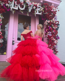 High Low Ball Gown Prom Dress Tulle Layered Elegant Pagaent Dress Princess Dress #JKP007
