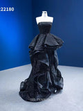 High Low Black Mermaid Prom Dress layered Sequins Pageant Dress RSM222108|Selinadress