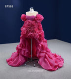 High Low Ruffle Prom Dress Ball Gown Magenta Pageant Dress Evening Dress RSM67565|Selinadress