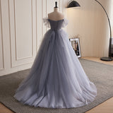 Chic Off-the-shoulder Elegant Ball Gown Beaded Princess Dress Tulle Evening Dress #LOP288|Selinadress