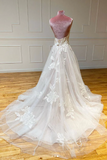 Light champagne A-line Strapless Lace Wedding Dress Applique Formal Dress cbd501|Selinadress