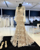 Long Sleeve Boho Lace Wedding Dress Romantic Mermaid Bridal Dresses RYU028|Selinadress