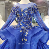 Long Sleeve Lady Beautiful Women Dress Princess Ball Gown Elegant Evening Dress LS002 Selinadress