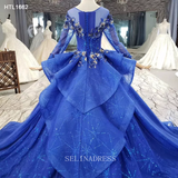 Long Sleeve Lady Beautiful Women Dress Princess Ball Gown Elegant Evening Dress LS002 Selinadress