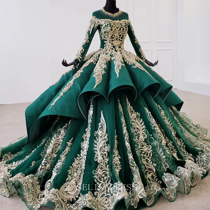 Ball Gown Emerald Green Princess Dress Emerald Green Lace Beaded Sweetheart Sequin Long Sleeve Ball Gown Ball Gown Emerald Green Princess Dress Emerald Green Lace Beaded Sweetheart Sequin Long Sleeve Ball Gown