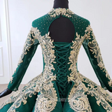 Long Sleeve Sequin Beaded Green luxury Dubai Gown Ball Gown Evening Dress HTL1100 Selinadress