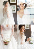Long Sleeve Two Pieces Sexy Wedding Dresses Sheath/Column Split Bridal Gown SEW009|Selinadress