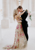 Long Wedding Dresses 3D Floral Embroidery Wedding Gowns JKW128|Selinadress