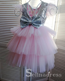 Lovely Pretty Pink Sequins Cheap Wedding Little Girl Flower Girl Dresses GRS016|Selinadress