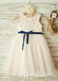 Lovely Pretty Scoop Neck Lace Cheap Wedding Little Girl Flower Girl Dresses GRS023|Selinadress