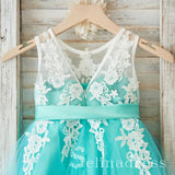 Lovely Tulle Applique Flower Girl Dresses V Back Little Girl Dresses GRS021|Selinadress