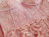 Luxurious Beaded Pink Long Prom Dresses Lace Beaded Princess Dresses Long Formal Dress OSTY057|Selinadress