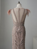 luxurious Mermaid Scoop Long Prom Dress Beaded Long Evening Dresses GKF008|Selinadress
