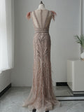 luxurious Mermaid Scoop Long Prom Dress Beaded Long Evening Dresses GKF008|Selinadress